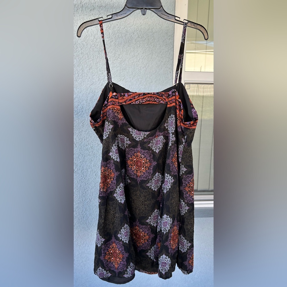 Forever 21 Cut Out Back Spaghetti Strap Boho Lined Dress Size 2X - Picture 2 of 7